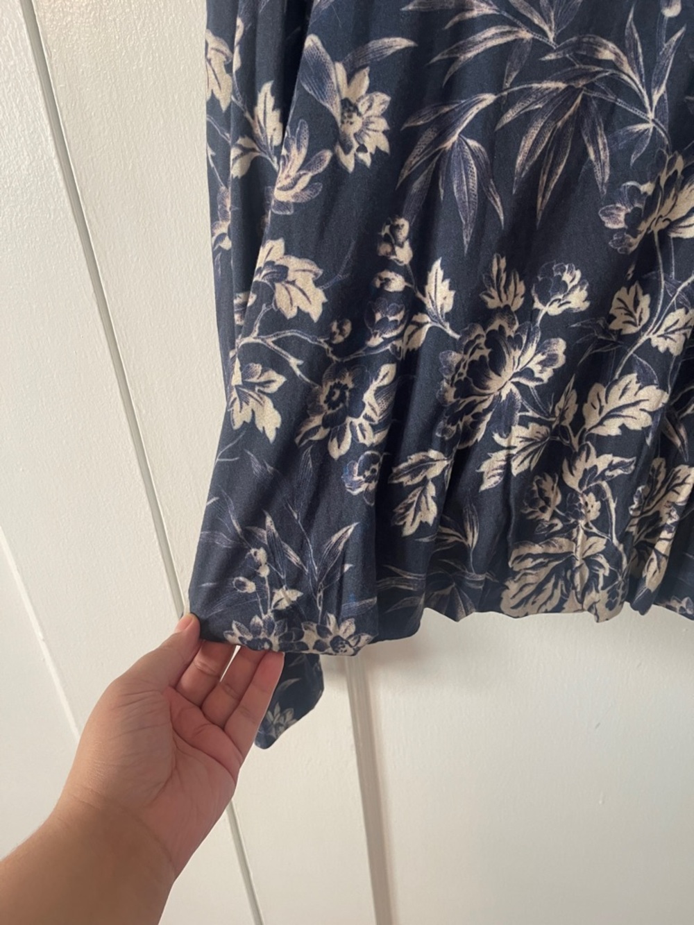 Peruvian Connection Bali Pima Cotton Blend Floral Long Sleeve Top - Picture 7 of 12